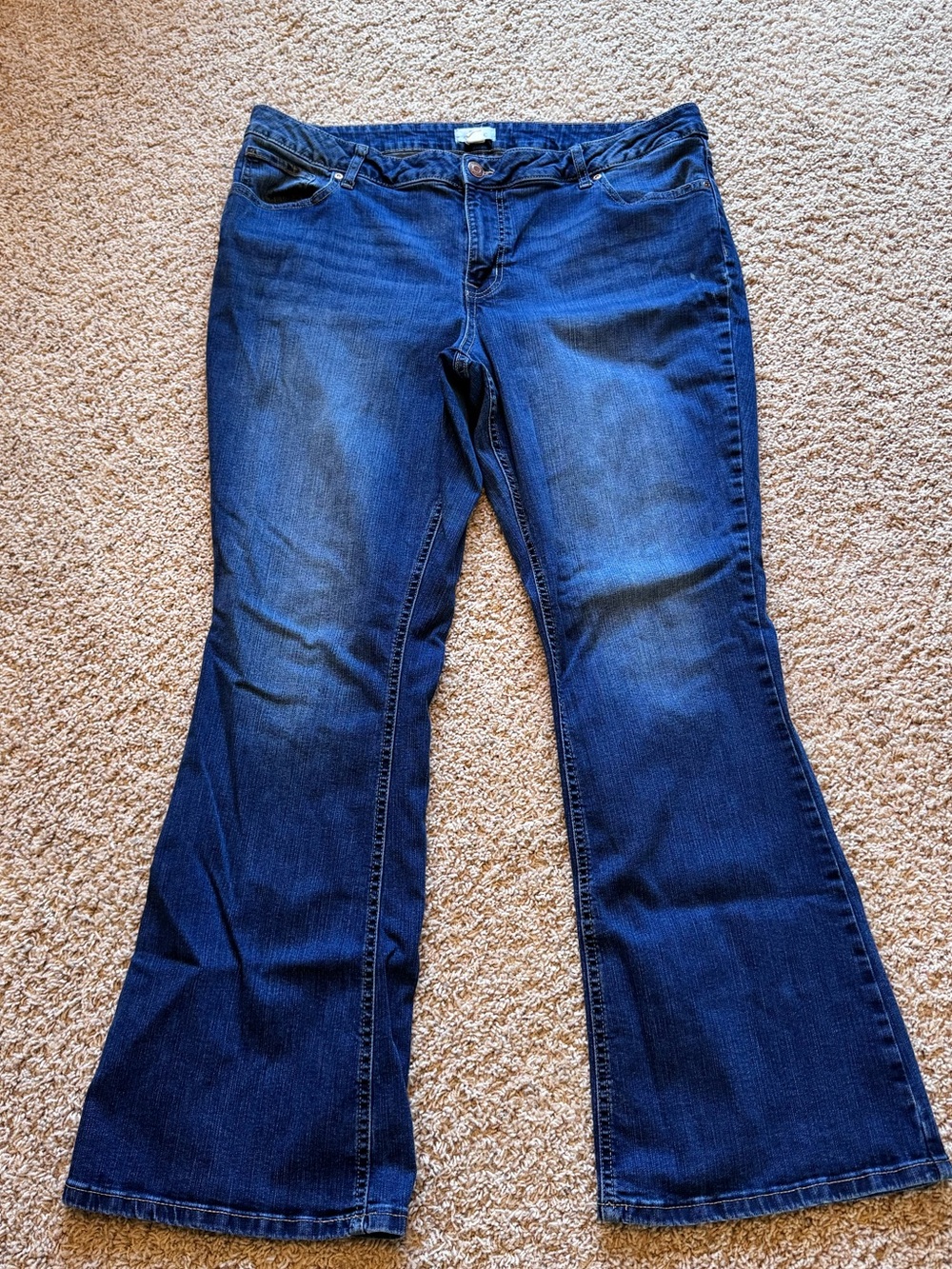Maurices Dark Blue Flare Jeans, Long
